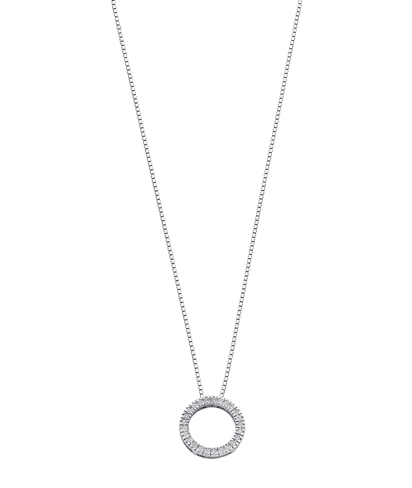 9ct White Gold 0.25ct Diamond Circle Pendant with 18in/45cm Chain