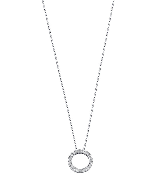 9ct White Gold 0.25ct Diamond Circle Pendant with 18in/45cm Chain