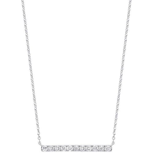 9ct White Gold 0.33ct Diamond Bar Necklace