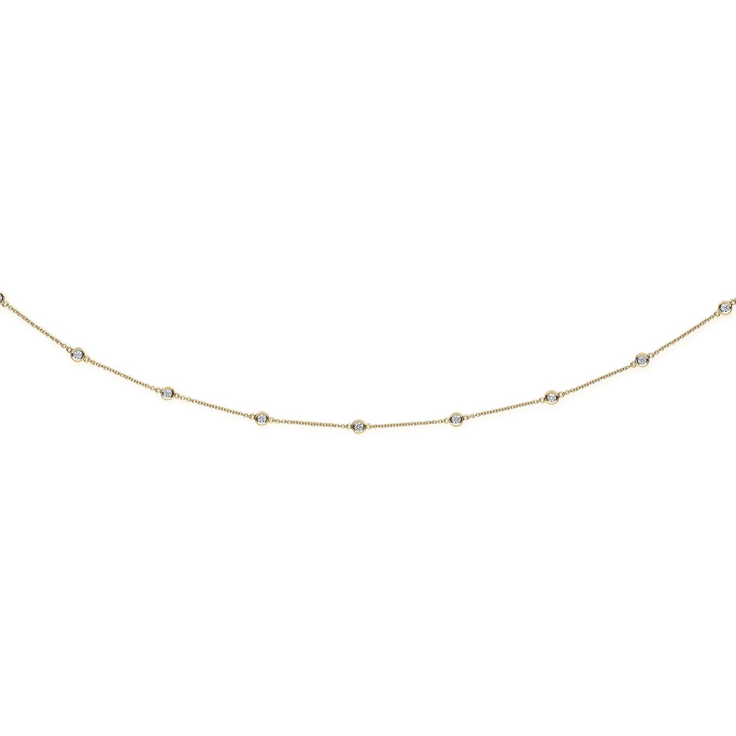 18ct Gold 1.00ct Diamond by the yard Necklace (18in/45cm)