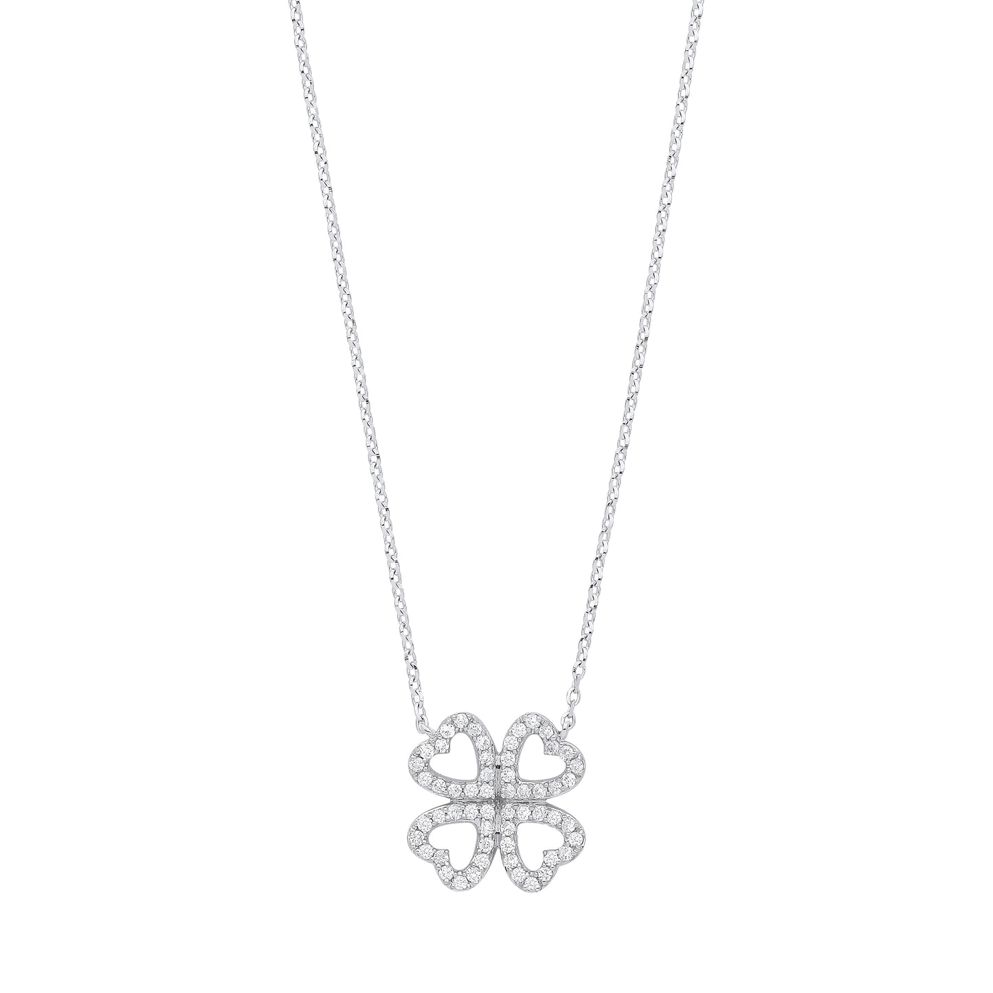 9ct White Gold 0.18ct Diamonds Four-leaf Clover