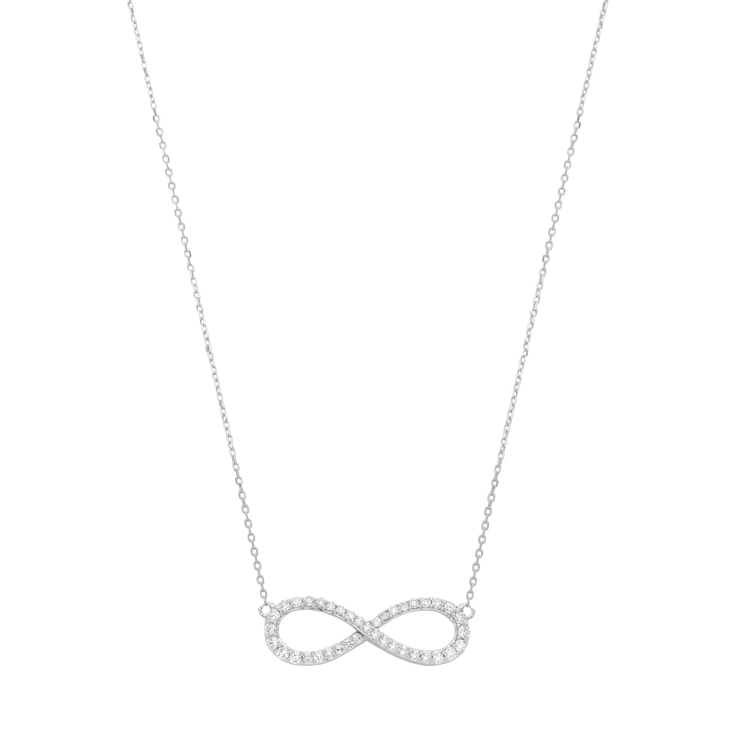 9ct White gold 0.47ct White G SI Infinity pendant chain