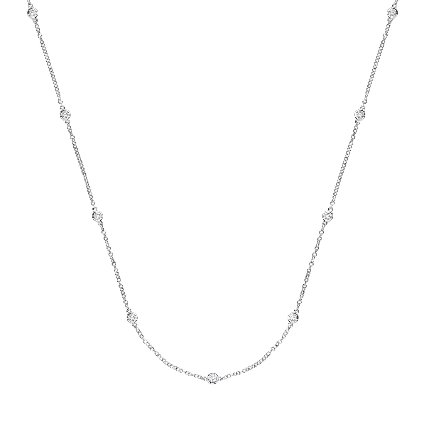 9ct White Gold 0.50ct Diamond by the yard Necklace (18in/45cm)