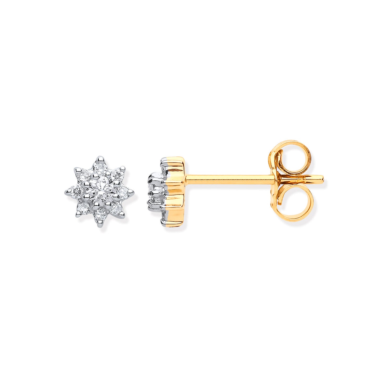 9ct Gold 0.25ct Diamond Cluster Stud Earrings