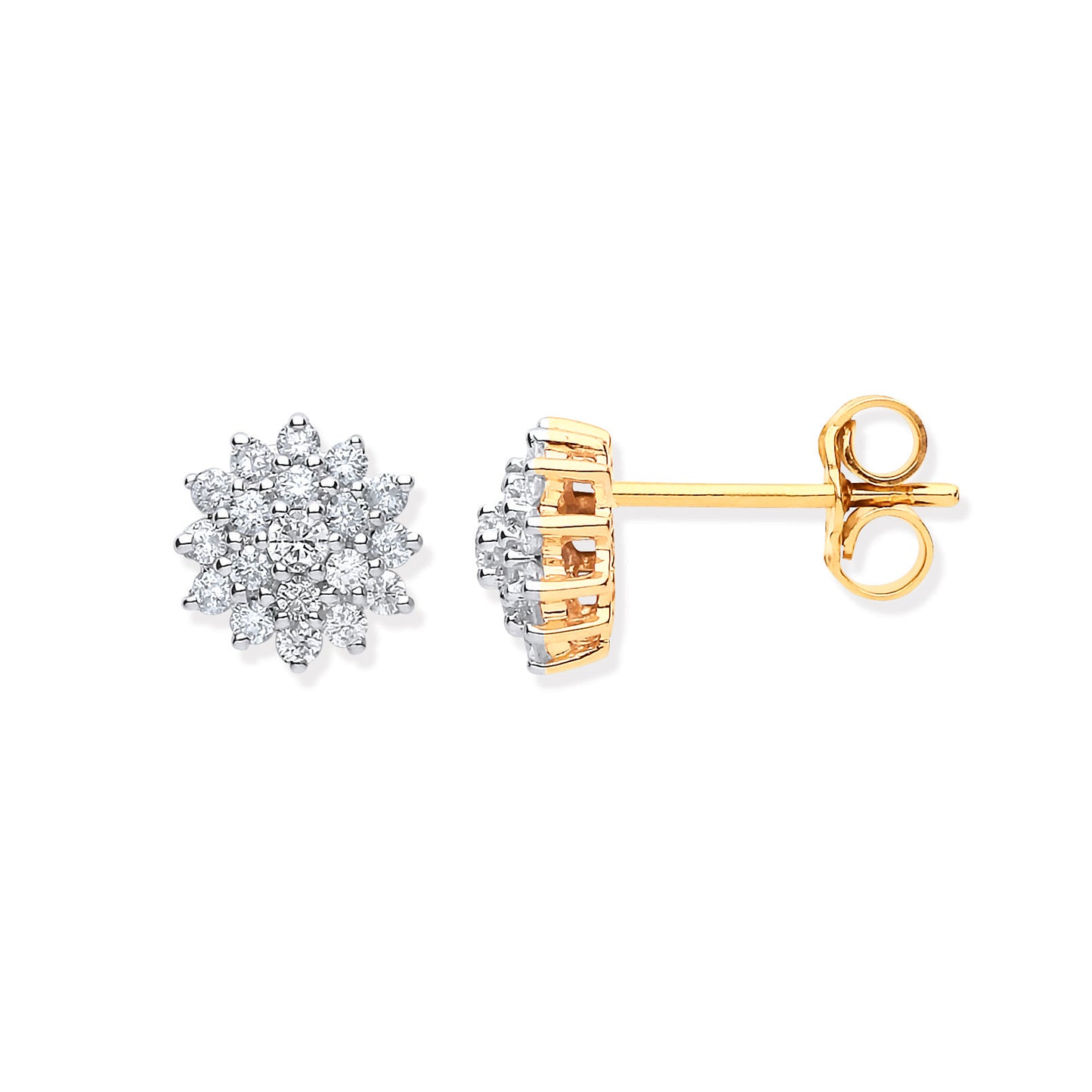 9ct Gold 0.50ct Diamond Cluster Stud Earrings