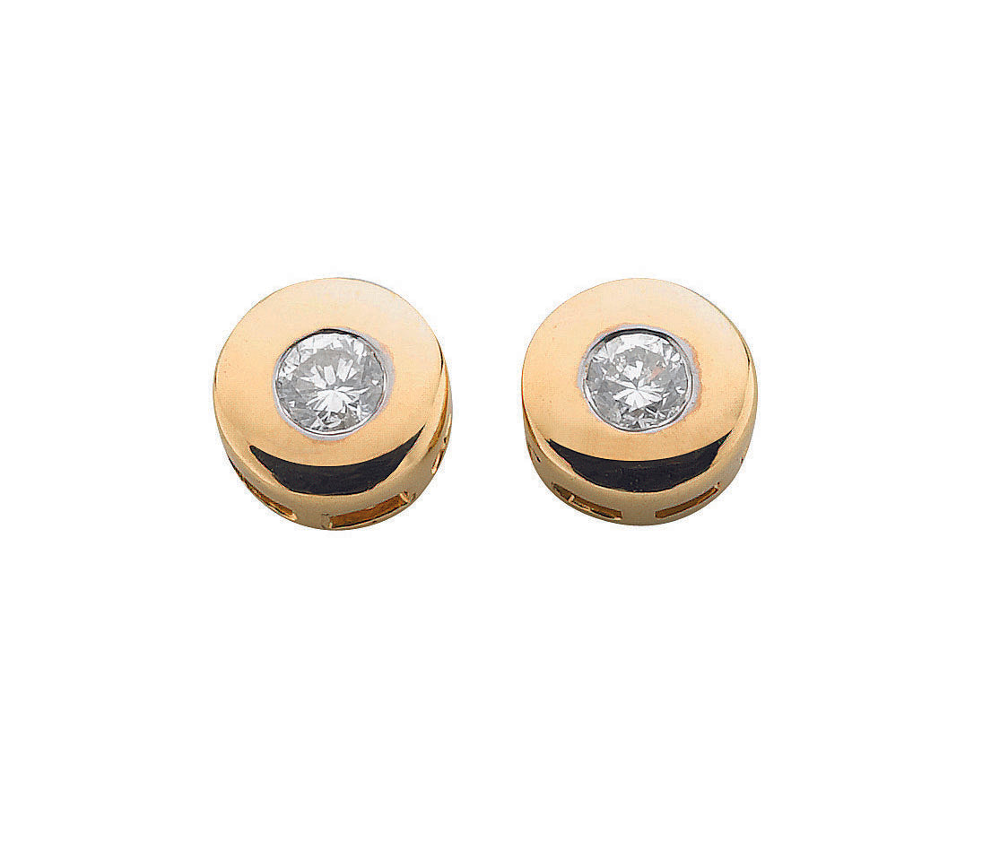 9ct Gold 0.20ct Rubover Set Diamond Stud Earrings