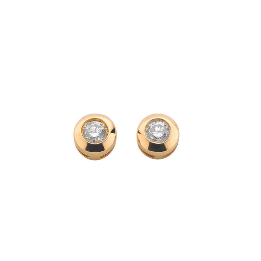 9ct Gold 0.30ct Rubover Set Diamond Stud Earrings