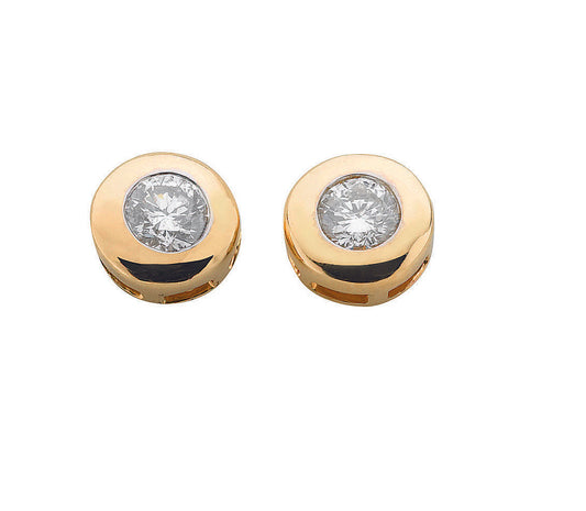 9ct Gold 0.40ct Rubover Set Diamond Stud Earrings