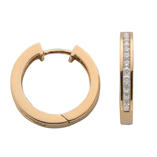 9ct Gold 0.50ct Diamond Hoop Earrings