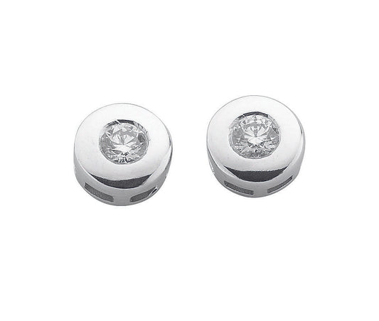 9ct White Gold 0.20ct Rubover Set Diamond Stud Earrings