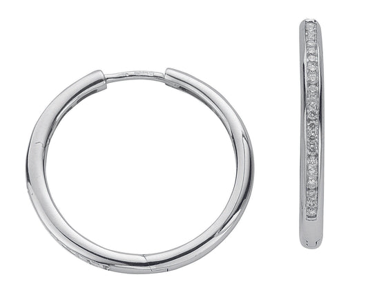 9ct White Gold 0.50ct Diamond Hoop Earrings