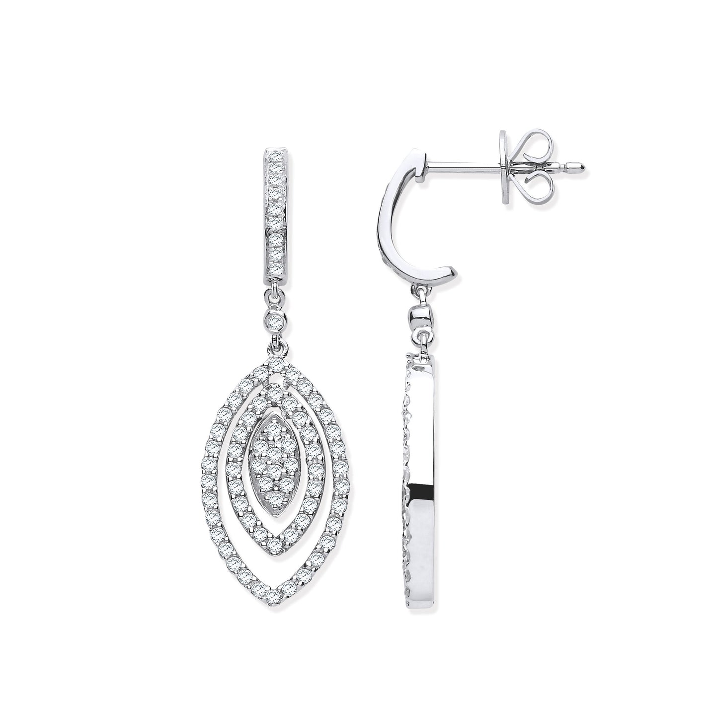 9ct White Gold 1.00ct Diamond Drop Earrings