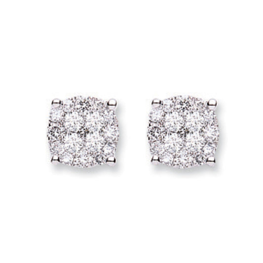 18Ct White Gold Cluster 0.75ct Diamond Studs