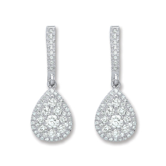 18ct White Gold 0.75ct Diamond Drop Earrings