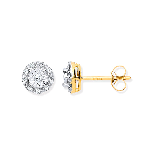 9ct Gold 0.13ct Dia Stud Earrings