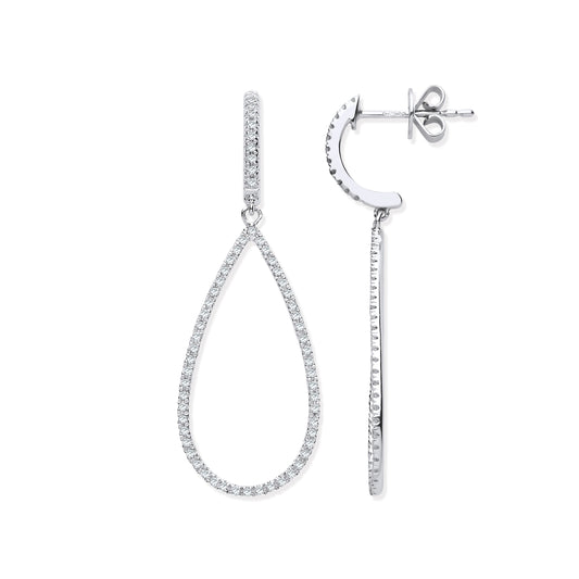 9ct White Gold 0.35ct Diamond Drop Earrings