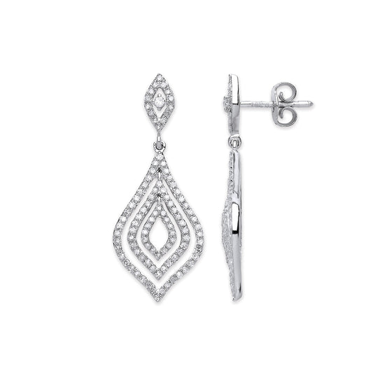 18ct White Gold 0.75ct Dia Drop Earrings