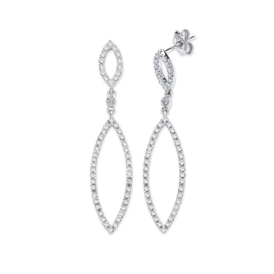 9ct White Gold 0.50ct Dia Drop Earrings