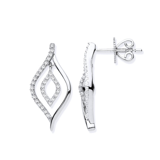 9ct White Gold 0.25ct Dia Drop Earrings