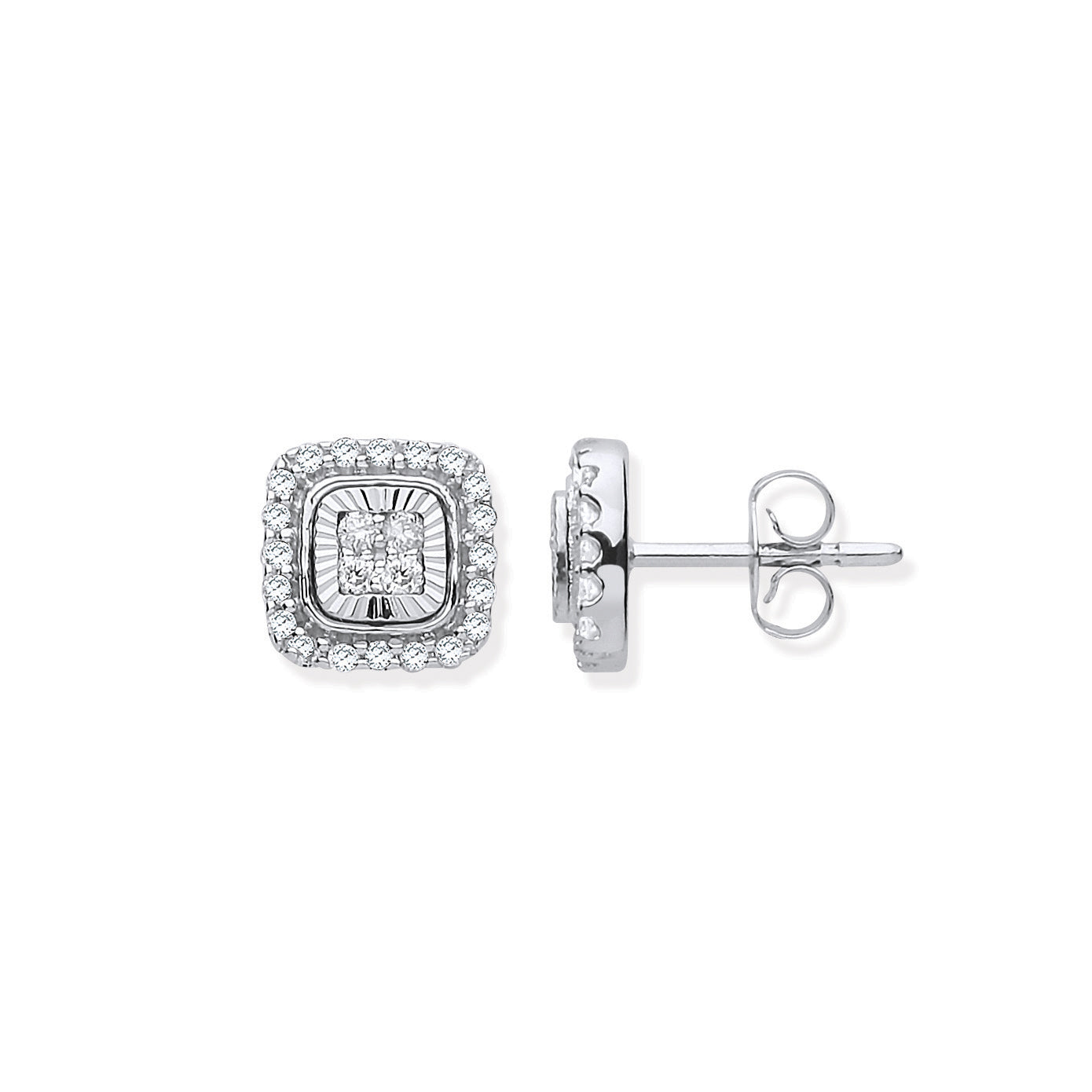 9ct Diamond Milled Bezel 0.33ct White Diamond Earrings