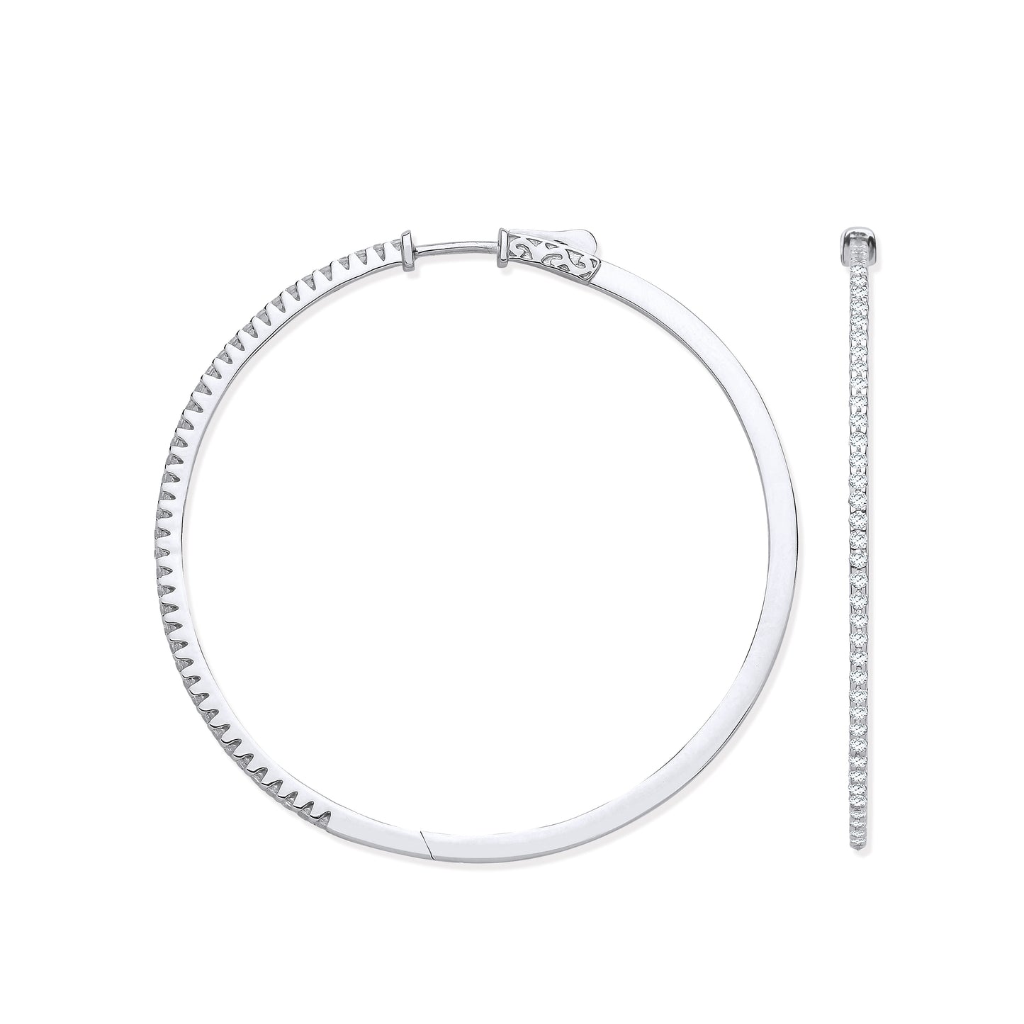 18ct White Gold 1.1ct White Claw Set Hoop Earrings