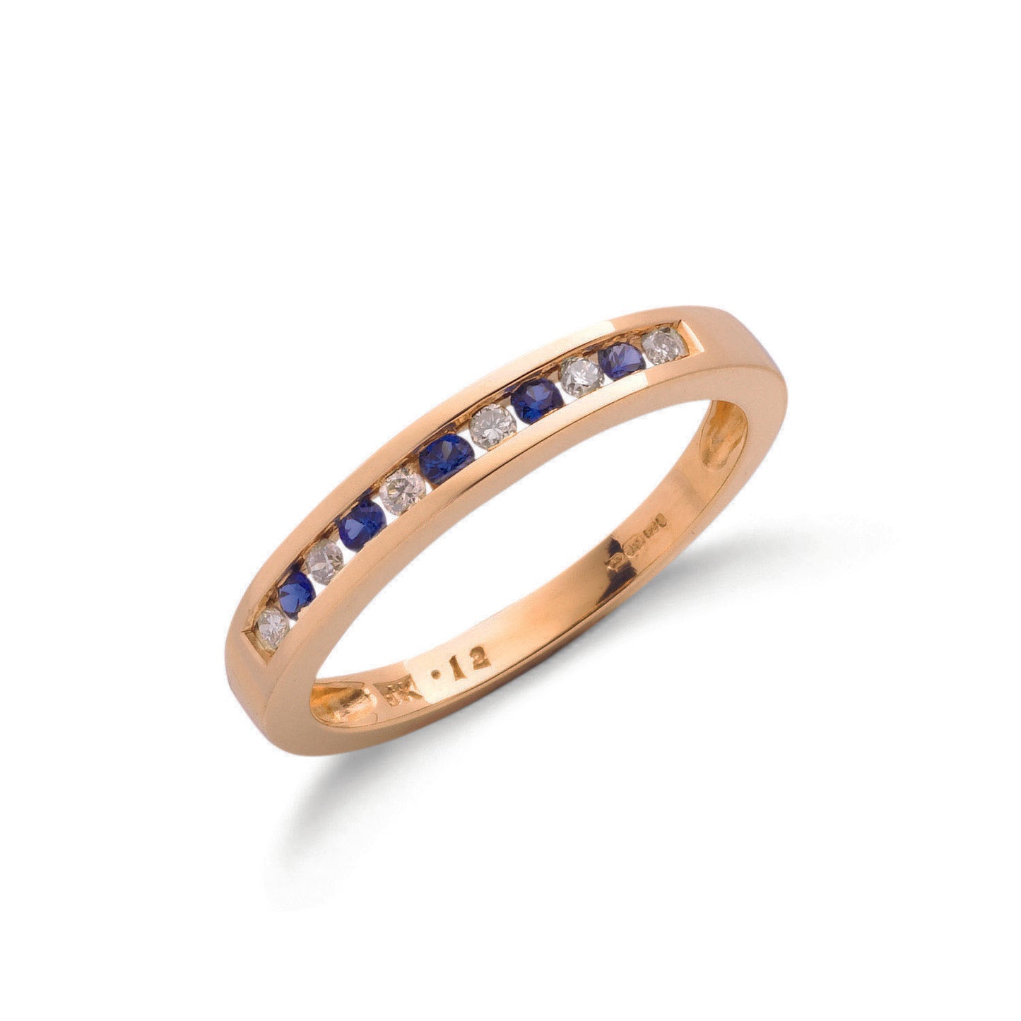 9ct Gold 0.12ct Diamond & 0.16ct Blue Sapphire Eternity Ring