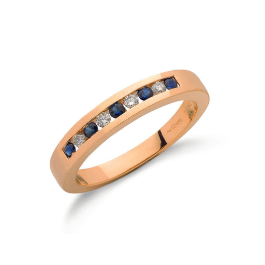 9ct Gold 0.14ct Diamond & 0.31ct Blue Sapphire Eternity Ring