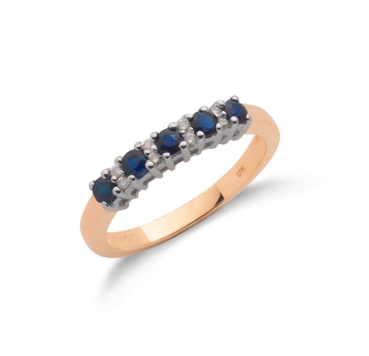 9ct Gold 0.06ct Diamond & 0.50ct Blue Sapphire Eternity Ring