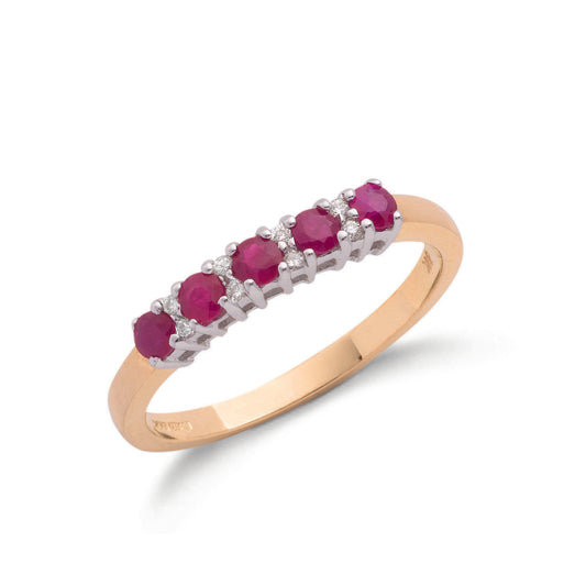 9ct Gold 0.15ct Diamond & 0.70ct Ruby Eternity Ring