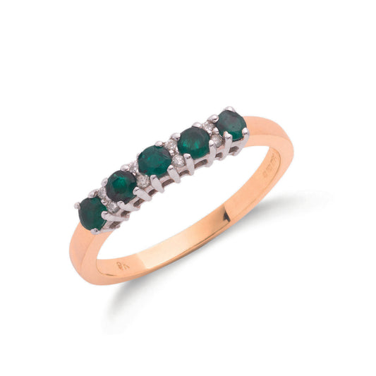 9ct Gold 0.06ct Diamond & 0.50ct Emerald Eternity Ring