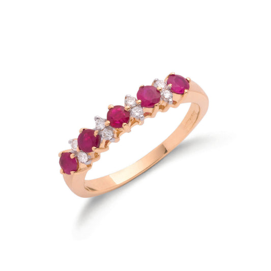 9ct Gold 0.12ct Diamond & 0.65ct Ruby Eternity Ring