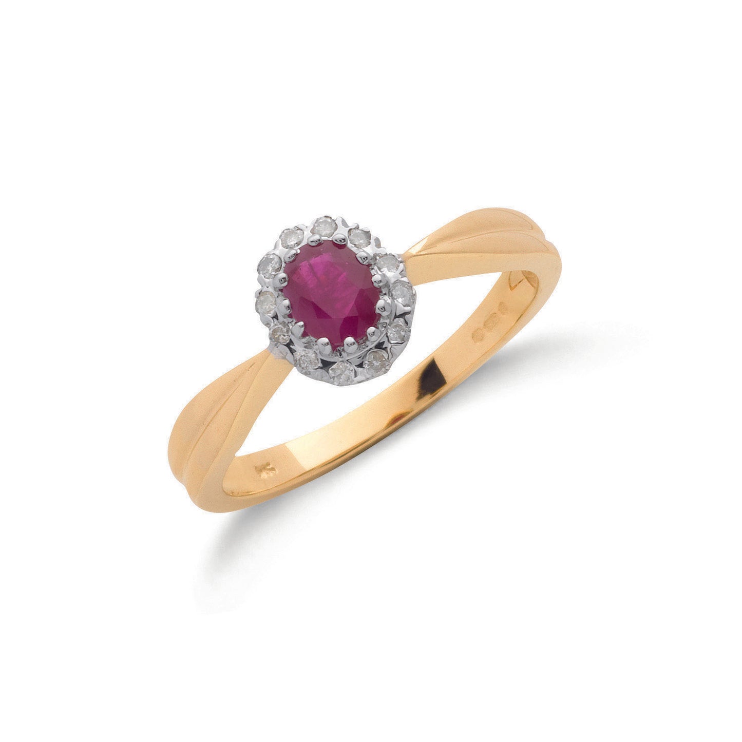 9ct Gold 0.10ct Diamond & 0.50ct Ruby Cluster Ring