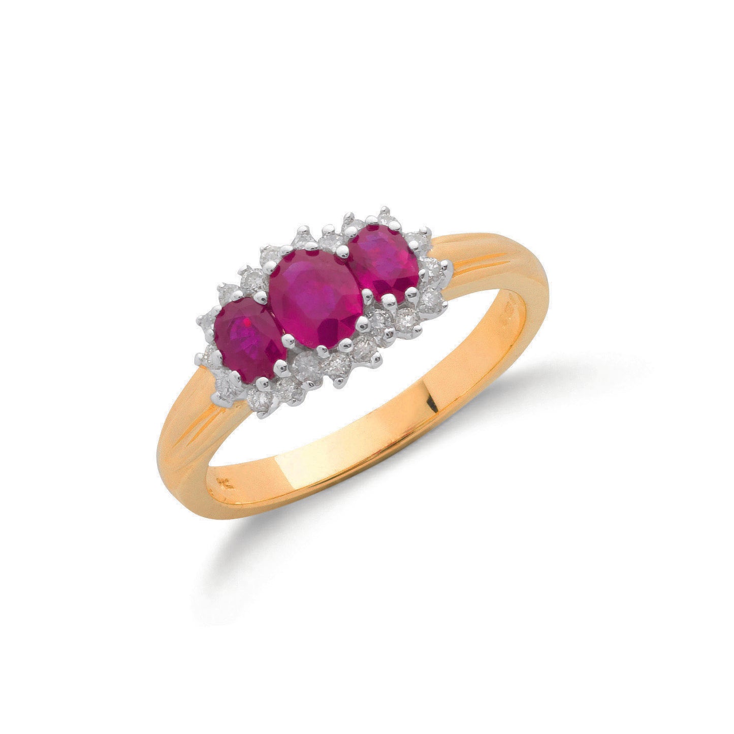 9ct Gold 0.20ct Diamond & 0.85ct Ruby Cluster Ring