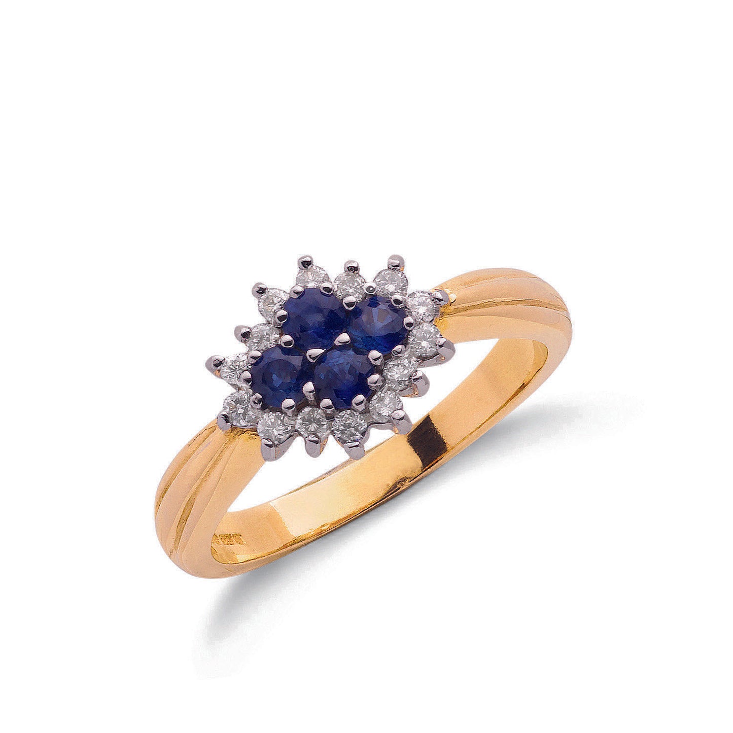 9ct Gold 0.21ct Diamond & 0.45ct Sapphire Cluster Ring