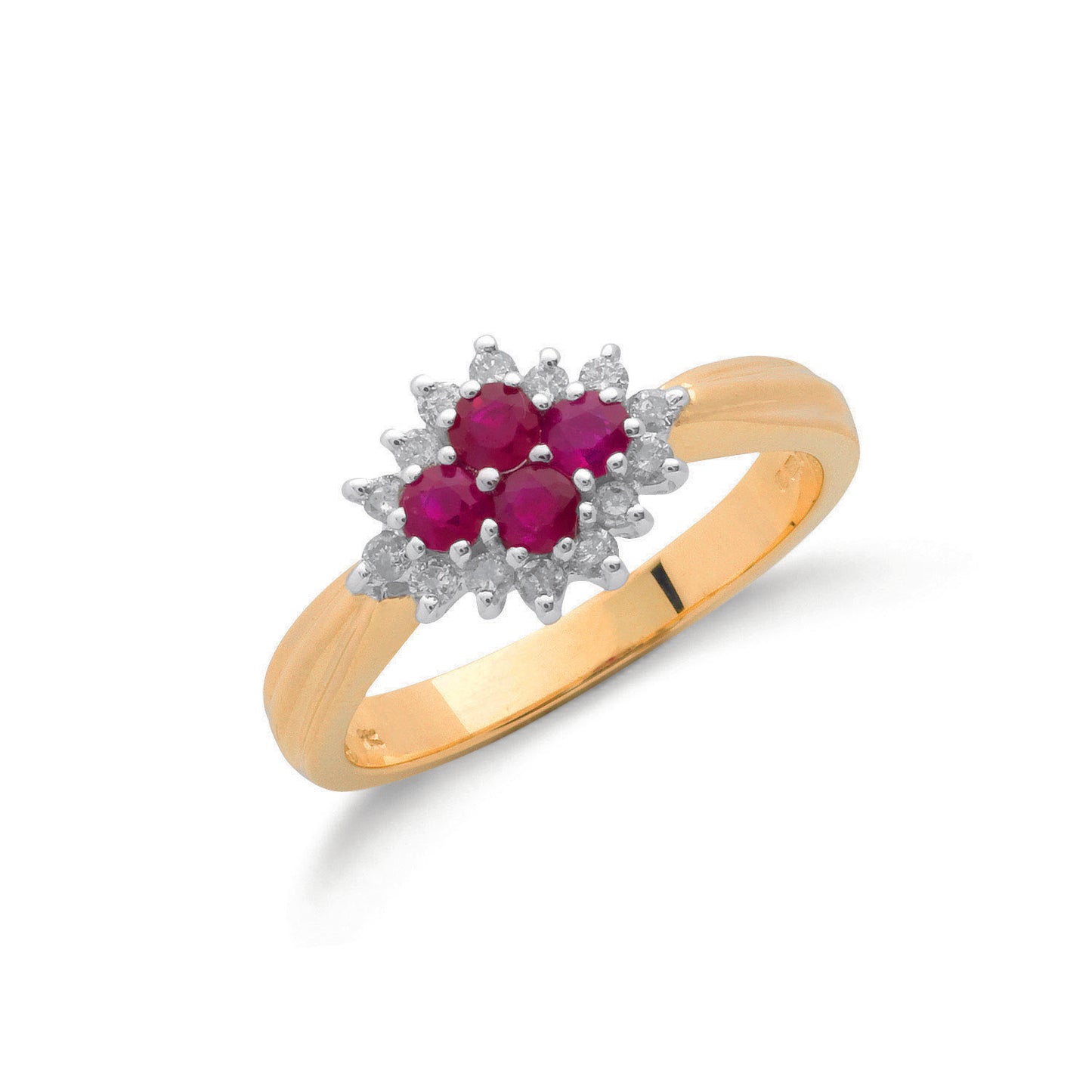 9ct Gold 0.21ct Diamond & 0.45ct Ruby Cluster Ring