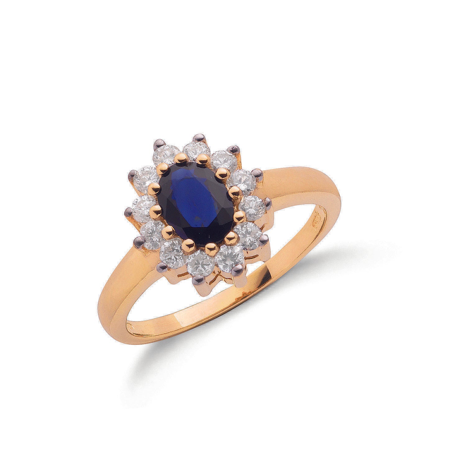 9ct Gold 0.40ct Diamond & 0.72ct Sapphire Cluster Ring