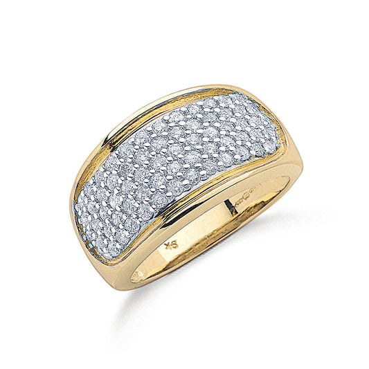 9ct Gold 1.00ct White Diamond Bombay Ring