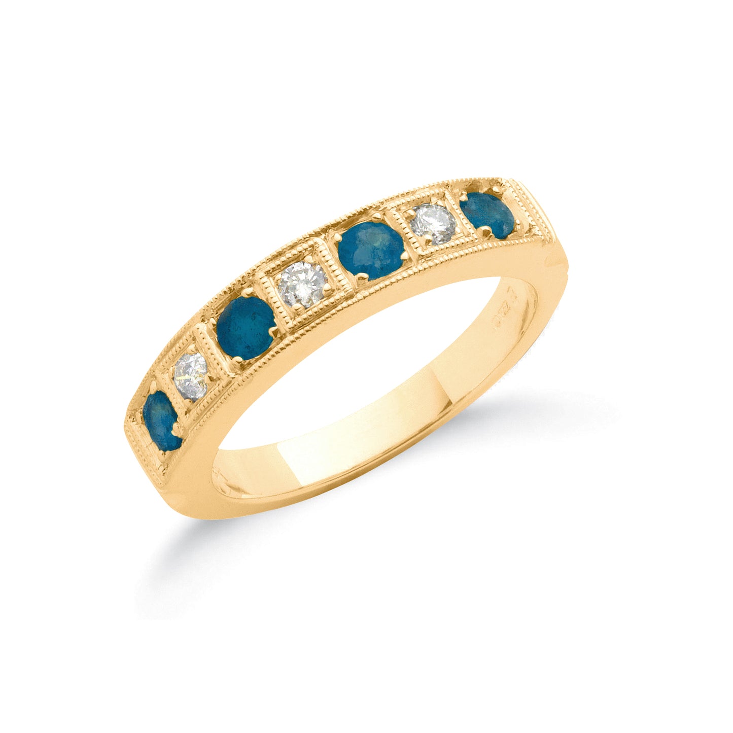 18ct Gold 0.15ct Diamond & 0.80ct Blue Sapphire Eternity Ring