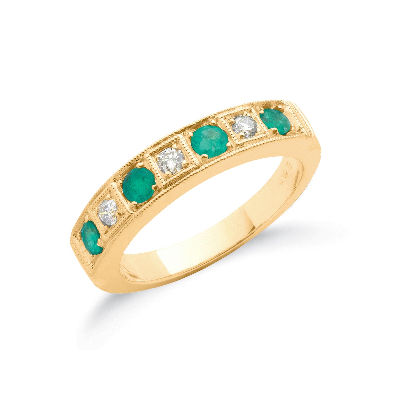 18ct Gold 0.15ct Diamond & 0.70ct Emerald Eternity Ring approx.