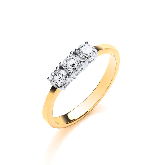 18ct Gold 0.50ct White Diamond Trilogy Ring