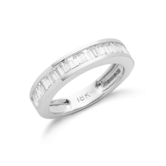 18ct White Gold 1.00ct White Half ET Baguette Cut Diamond Eternity Ring