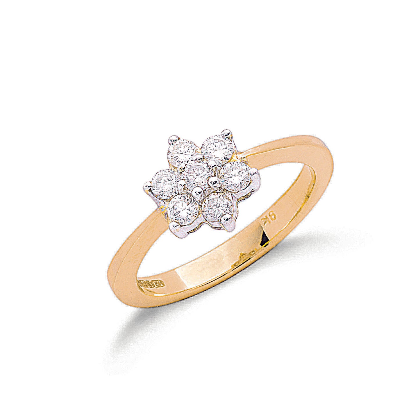 9ct Gold 0.50ct White Diamond Flower / Cluster Ring