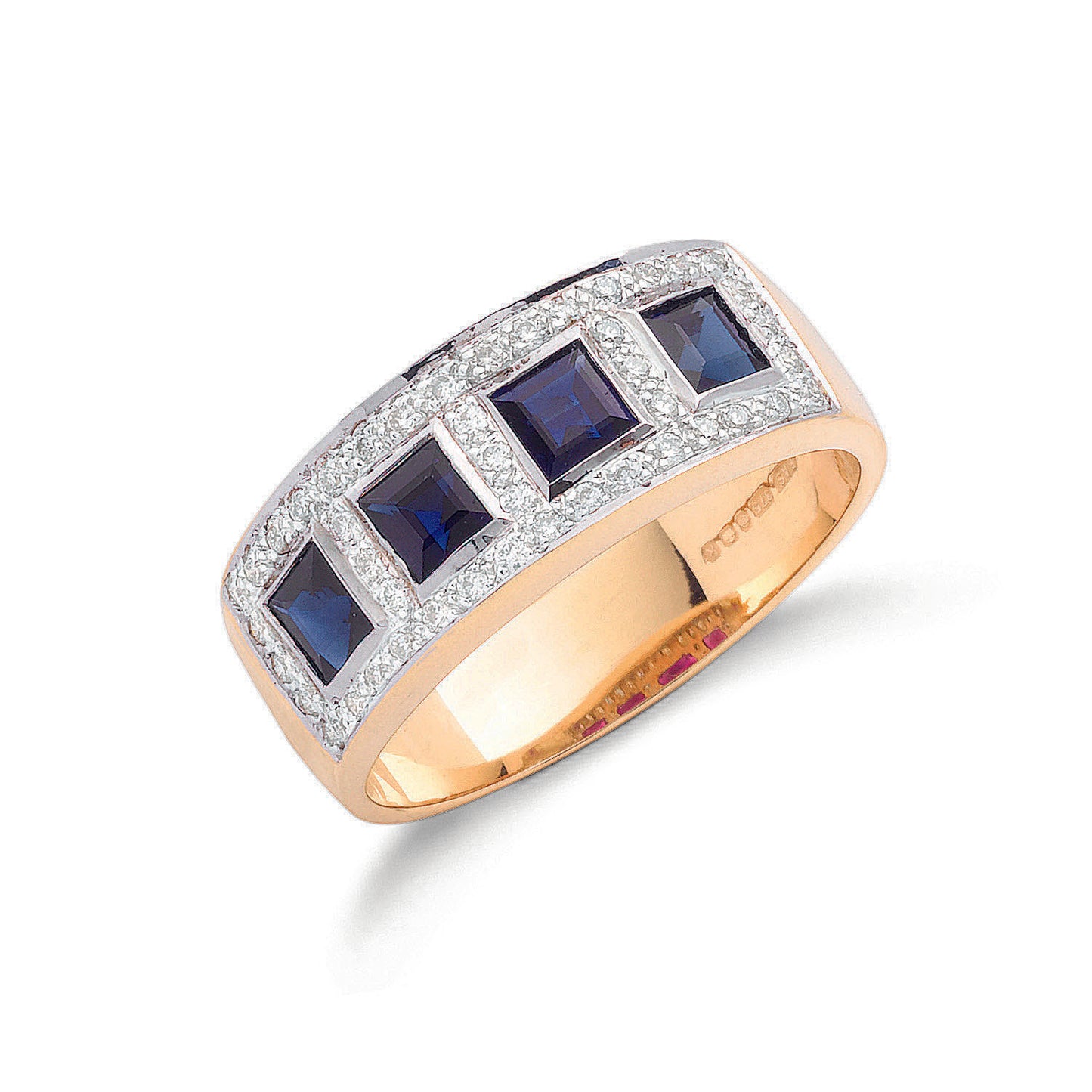 9ct Gold 0.22ct Diamond & 0.60-1.00ct Blue Sapphire Eternity Ring