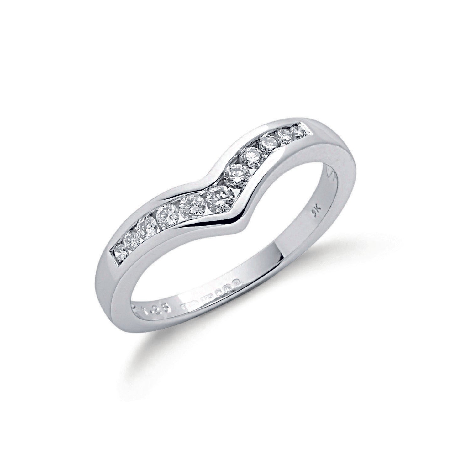 9ct White Gold 0.25ct Diamond Wishbone Ring