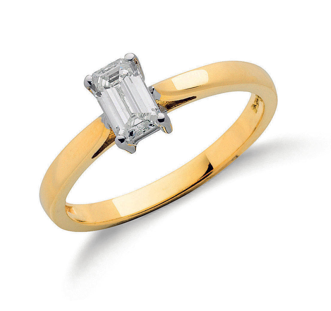 18ct Gold 0.50ct Emerald Cut Diamond Engagement Ring