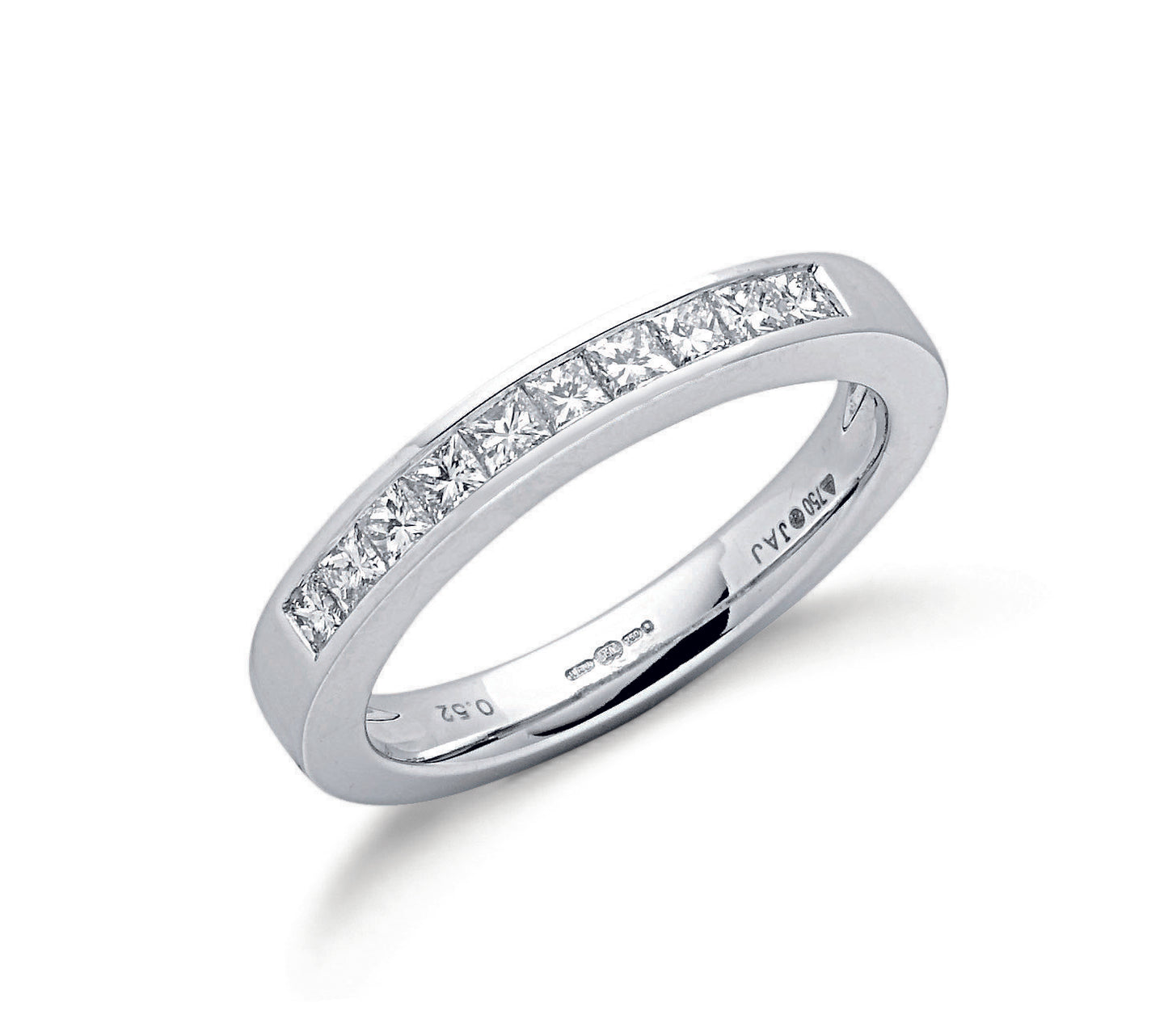 18ct White Gold 0.50ct White Princess Cut Diamond Eternity Ring