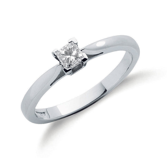 18ct White Gold 0.25ct Princess Cut Diamond Engagement Ring