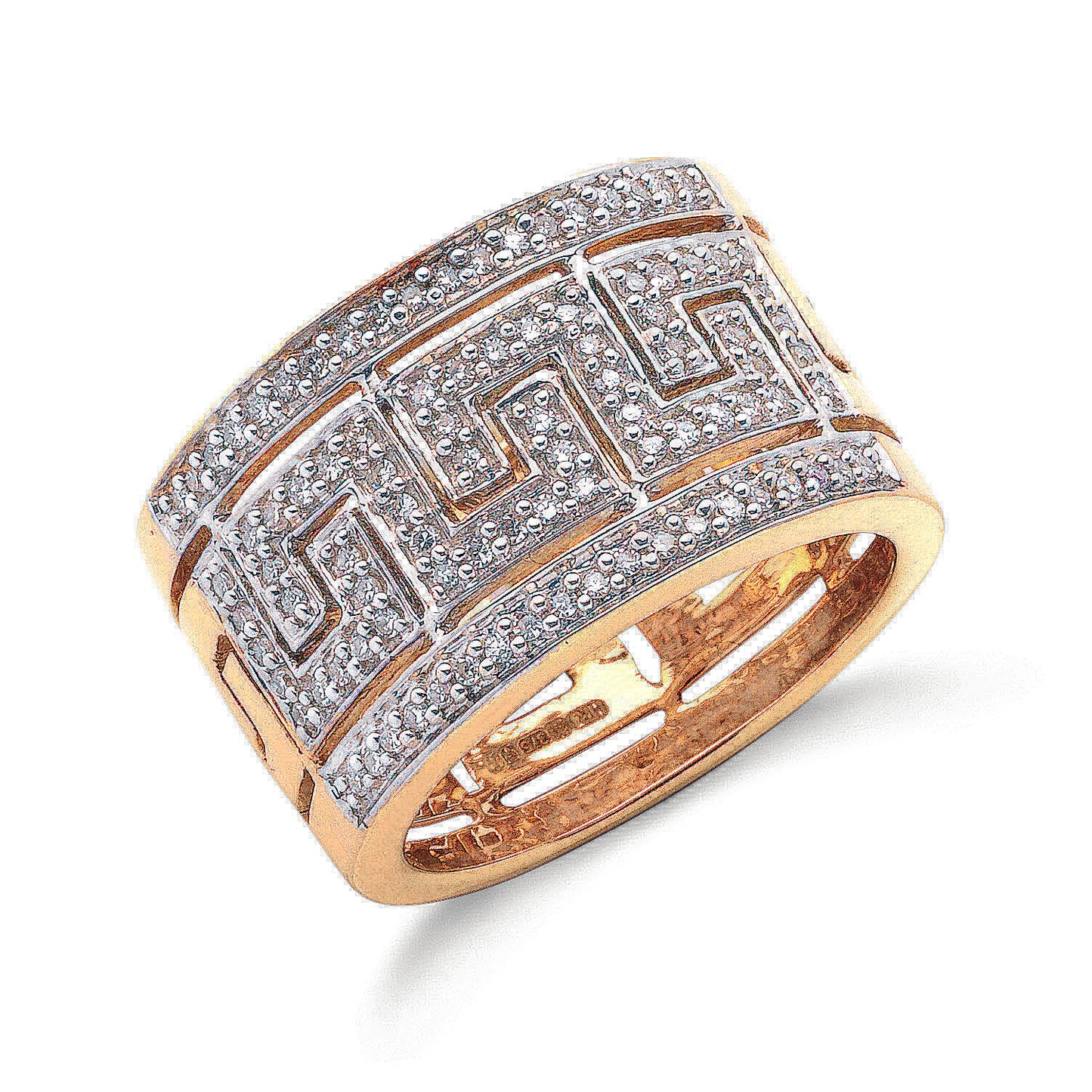 9ct Gold 0.50ct Diamond Greek Key Ring