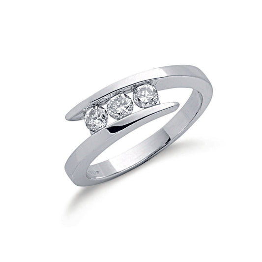 9ct White Gold 0.50ct Diamond Trilogy Ring