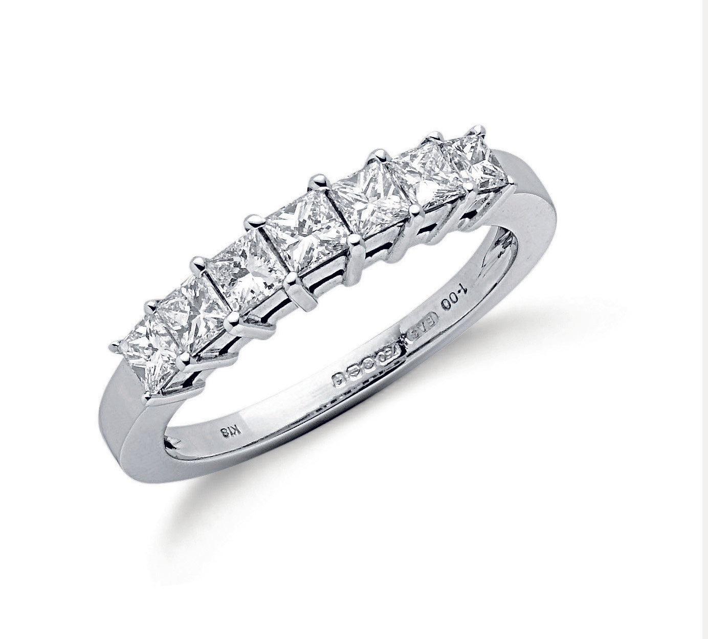18ct White Gold 1.00ct White Princess Cut Diamond Eternity Ring